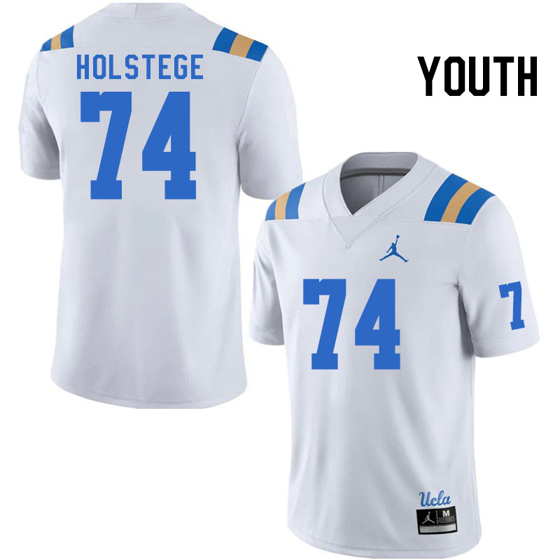 Youth #74 Spencer Holstege UCLA Bruins College Football Jerseys Stitched Sale-White
